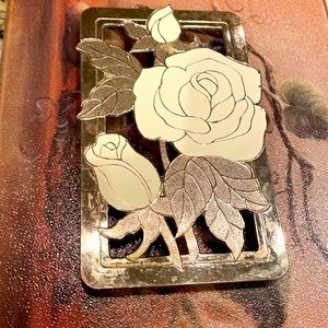 Vintage Rogers Rose Trivet Gold and White Tones